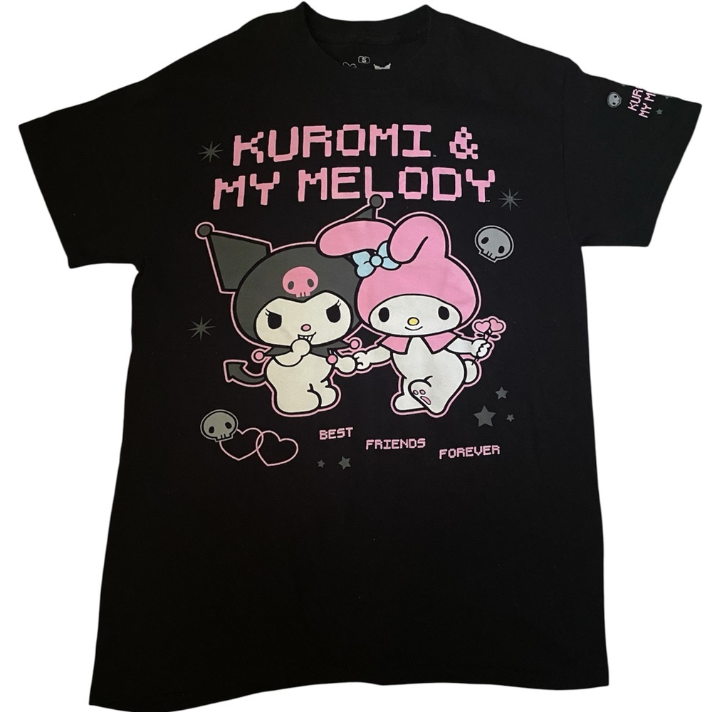 Sanrio Black Tee with Kuromi & My Melody